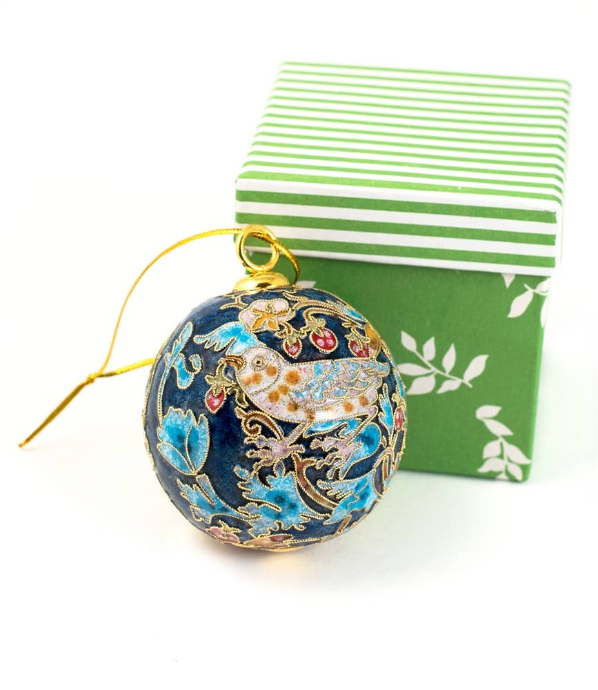 Cloisonne William Morris Strawberry Thief Ball Ornament