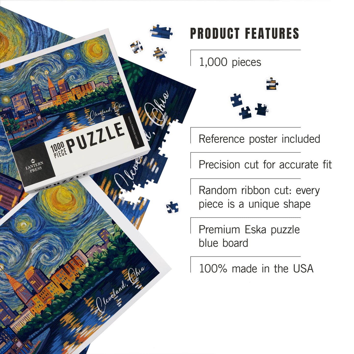 1000 PIECE PUZZLE Cleveland, Ohio, Starry Night