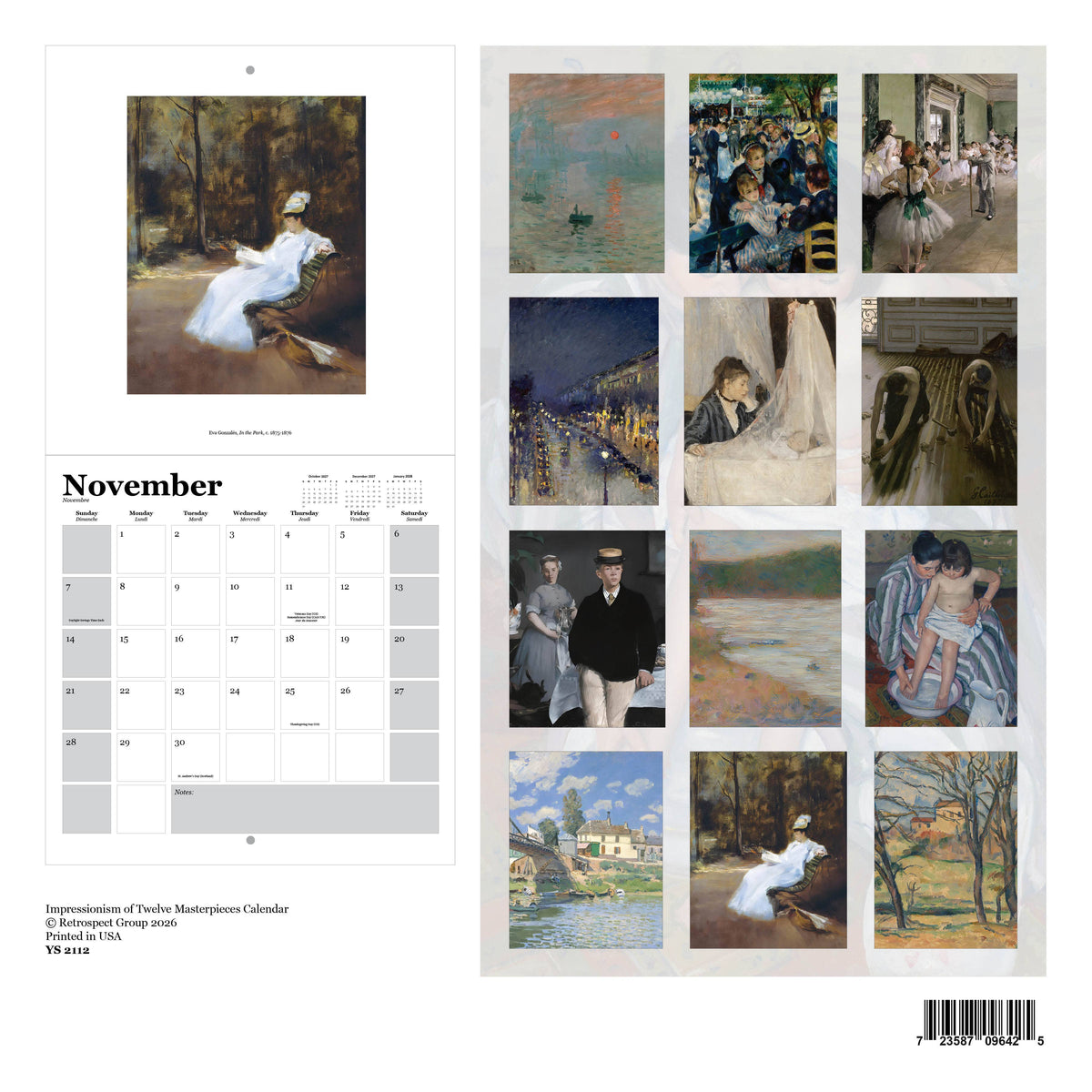 Impressionism in Twelve Masterpieces Wall Calendar