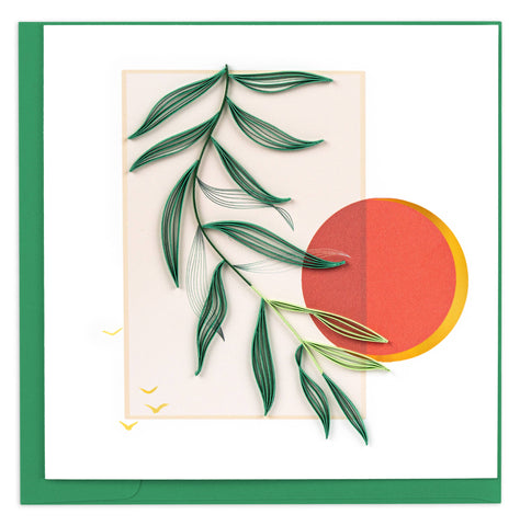 Quilled Minimalist Leaves & Sun Greeting Card