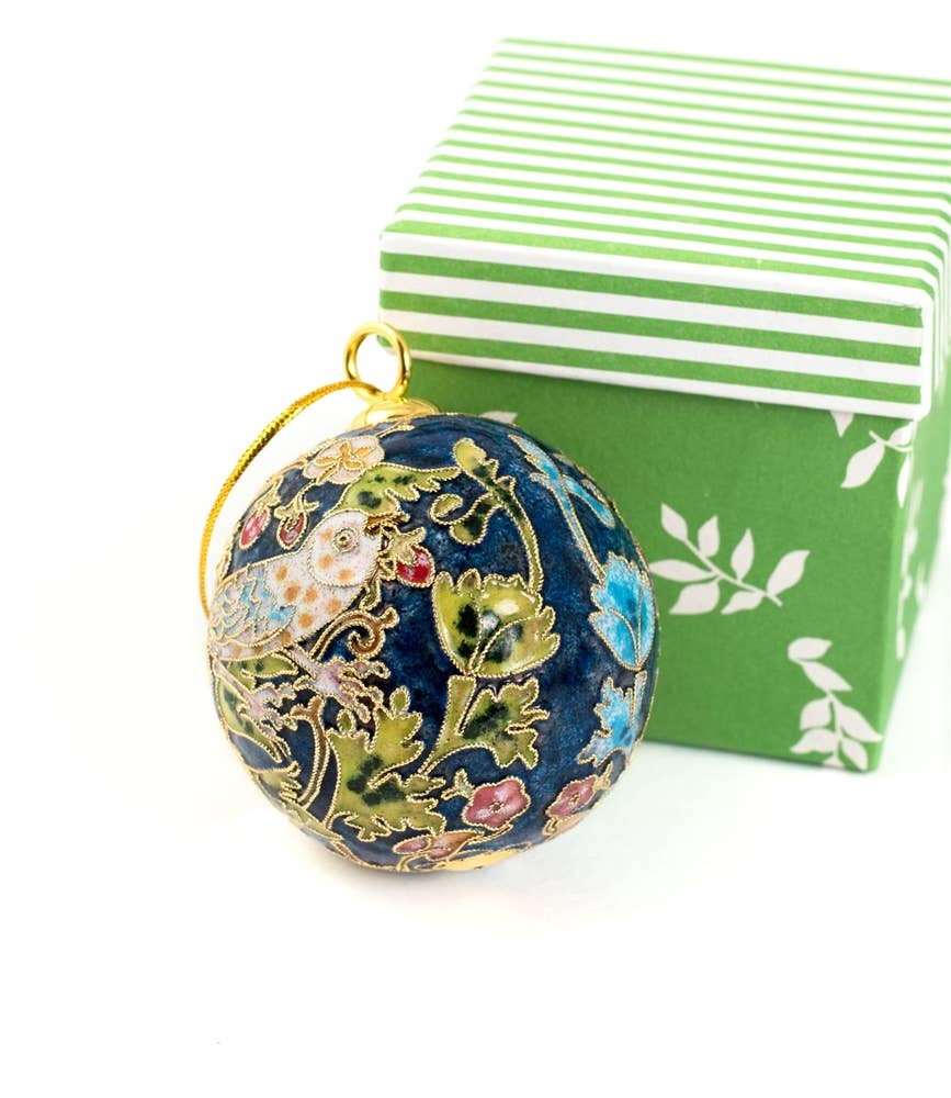 Cloisonne William Morris Strawberry Thief Ball Ornament