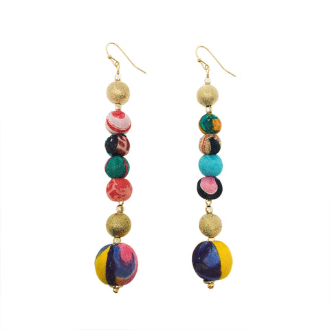 Glimmering Kantha Linear Earrings Assorted Colors