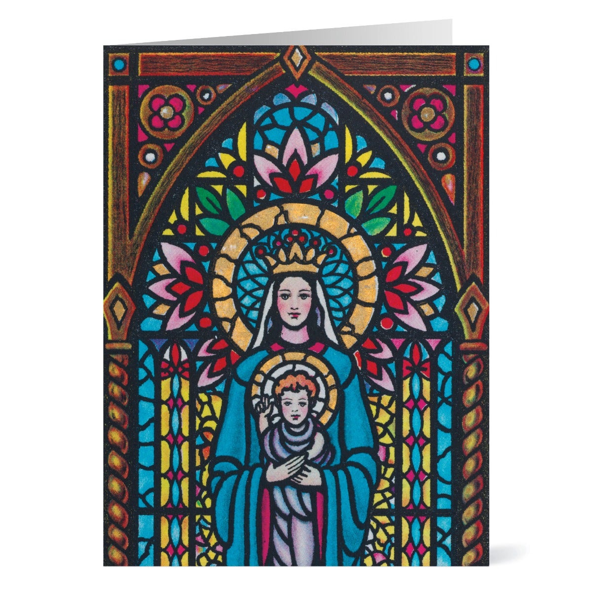 Stained-Glass Window of Madonna and Child Holiday Cards