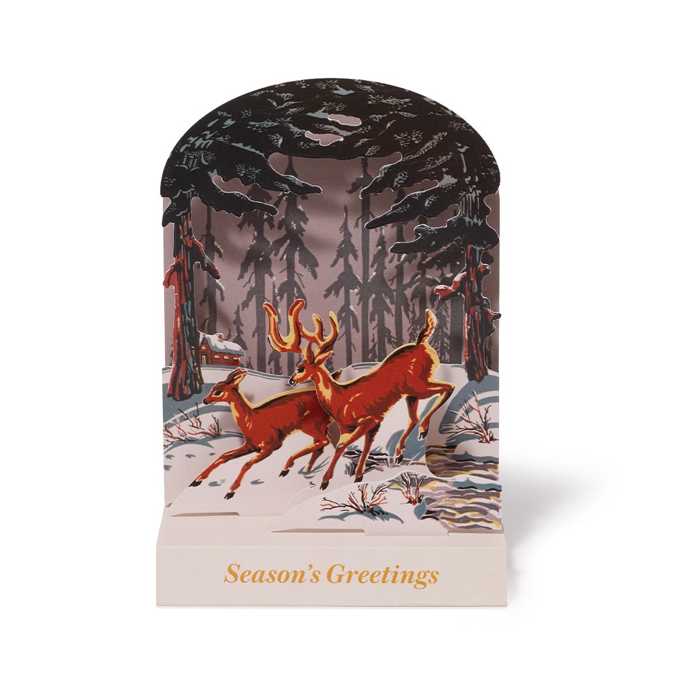 Two Deer Frolicking Pop-Up Holiday Cards