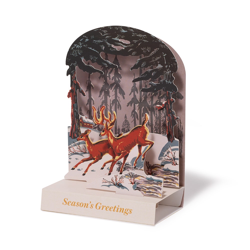 Two Deer Frolicking Pop-Up Holiday Cards