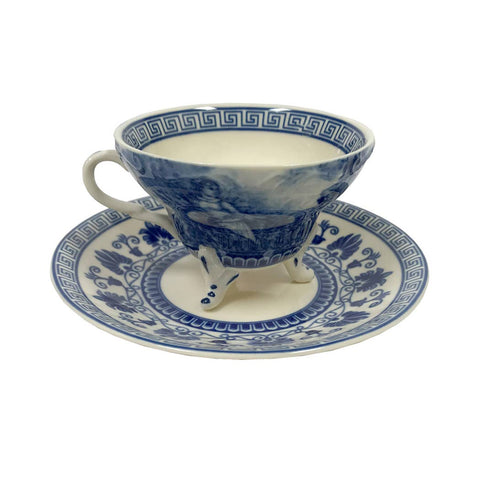 6" Liberty Blue/White Transferware Porcelain Cup & Saucer