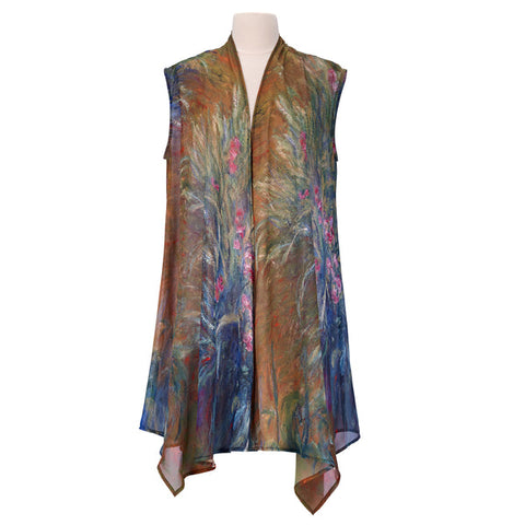 Monet Irises Sheer Long Vest