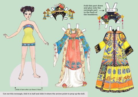 Chinese paper doll, art & craft for kids, vintage, party