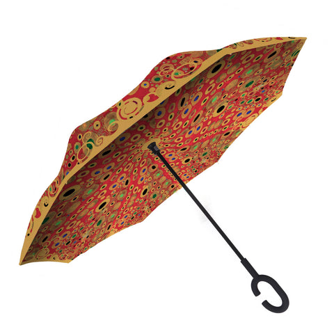 Klimt "Hope II" Red Reverse Umbrella