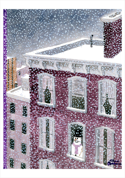Charles Addams: Brownstone Snowman Holiday Cards