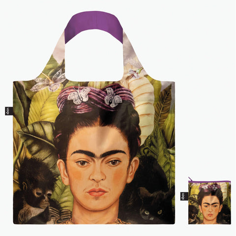 Frida Self Portrait w/Hummingbird Recycled Bag