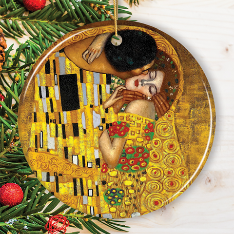 Gustav Klimt The Kiss Ceramic Ornament, Famous Painting Chri