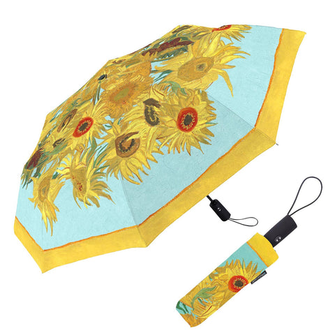 RainCaper van Gogh Sunflowers Folding Travel Umbrella
