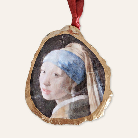 Girl with a Pearl Earring  Oyster Shell Ornament • Vermeer