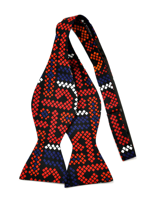 Red and Blue African Print Bow Tie