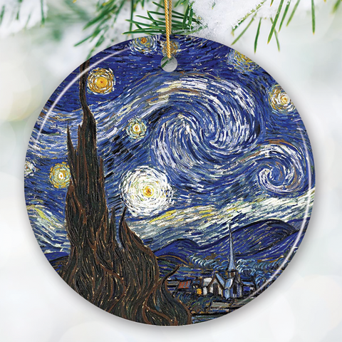 Vincent Van Gogh The Starry Night Ceramic Ornament: Circle